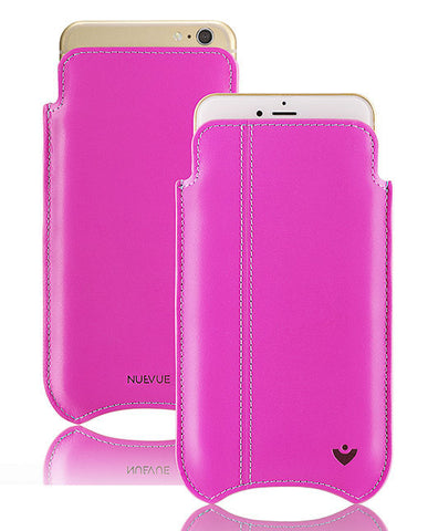 iPhone 8 Plus | 7 Plus Pouch Case in Pink Genuine Leather | Screen Cleaning and Sanitizing Interior.