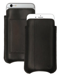 iPhone 6/6s Plus Wallet Case Black Leather Black Stitching | Screen Cleaning Sanitizing Lining.