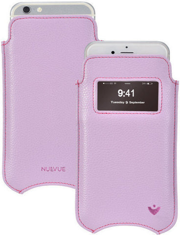 iPhone 8 Plus | 7 Plus Window Case in Purple Faux Leather | Screen Cleaning and Sanitizing Lining.