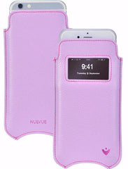 Apple iPhone 14 Pro Max Sleeve Case in Sugar Purple Vegan Leather | Screen Cleaning Sanitizing Lining | Smart Window