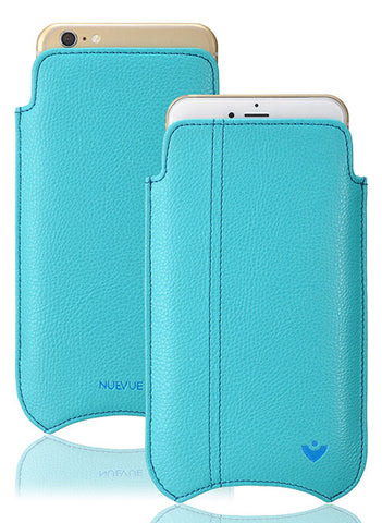 iPhone SE-2020 Case in Blue Faux Leather | Screen Cleaning and Sanitizing Lining.
