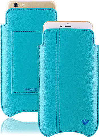 iPhone 8 Plus / 7 Plus Wallet Case in Blue Faux Leather | Screen Cleaning Sanitizing Sleeve Case