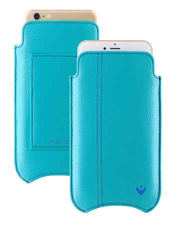 iPhone 6/6s Plus Wallet Case in Blue Vegan Leather | Screen Cleaning Sanitizing Lining.