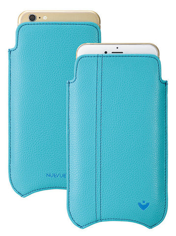 iPhone 8 Plus | 7 Plus Case in Blue Faux Leather | Built-in Screen Cleaning Sanitizing Technology.