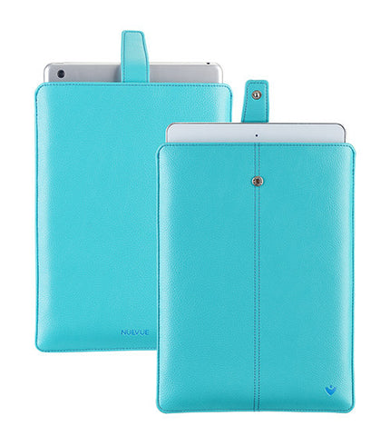iPad Sleeve Case in Blue Luxury Faux Leather | Screen Cleaning Sanitizing Lining
