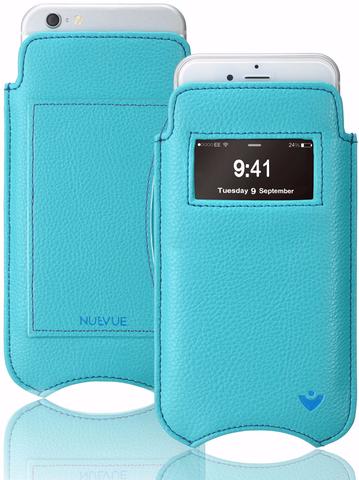 iPhone 8 | 7 Wallet Window Case in Blue Faux Leather | Screen Cleaning Sanitizing Lining.