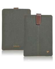 iPad mini Sleeve Case in Green Cotton Twill | Screen Cleaning Sanitizing Lining