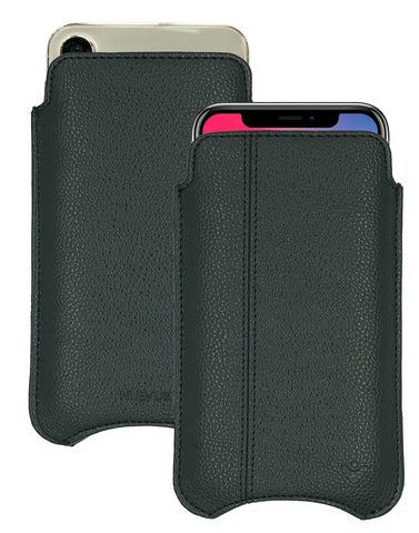 iPhone 15 / 15 Pro Pirate Black Faux Leather Case with NueVue Patented Antimicrobial, Germ Fighting and Screen Cleaning Technology