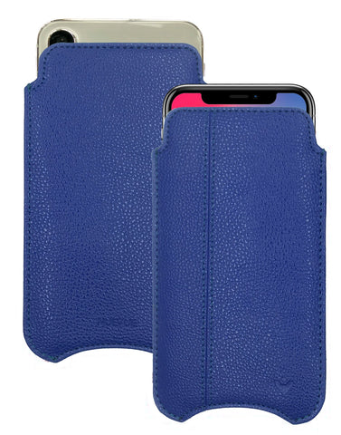iPhone 15 / 15 Pro French Blue Faux Leather Case with NueVue Patented Antimicrobial, Germ Fighting and Screen Cleaning Technology