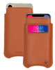 iPhone 15 / 15 Pro Tan Faux Leather Case with NueVue Patented Antimicrobial, Germ Fighting and Screen Cleaning Technology