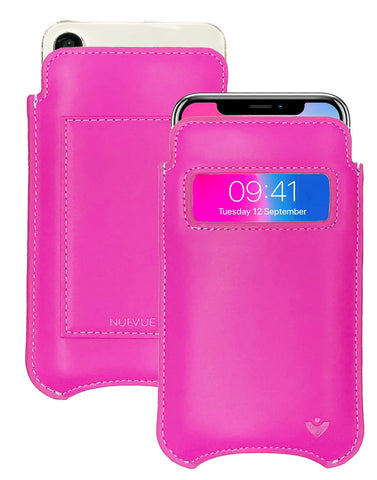 iPhone 15 / 15 Pro Violet Rose Leather Wallet Case with NueVue Patented Antimicrobial, Germ Fighting and Screen Cleaning Technology