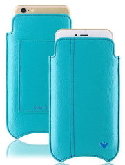 Apple iPhone 15 Pro Max Wallet Case in Teal Blue Vegan Leather | Screen Cleaning Sanitizing Lining