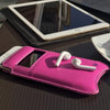 NueVue iPhone 14 Pro Max pink leather self cleaning case