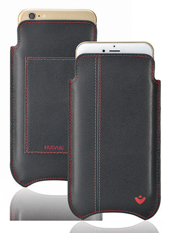 iPhone 6/6s Wallet Sleeve Case in Black Leather | Screen Cleaning Sanitizing Lining