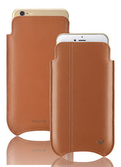 iPhone SE-2020 Sleeve Case in Tan Napa Leather | Screen Cleaning and Sanitizing Lining.