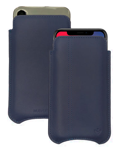 NueVue iPhone X Leather Blue Phone Case Blueberry Blue