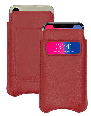 iPhone 14 / iPhone 14 Pro Rose Red Faux Leather Wallet Case with NueVue Patented Antimicrobial, Germ Fighting and Screen Cleaning Technology