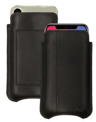 iPhone 14 / 14 Pro Black/Red Leather Wallet Case with NueVue Patented Antimicrobial, Germ Fighting and Screen Cleaning Technology