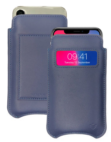 iPhone 14 / 14 Pro Blueberry Blue Leather Wallet Case with NueVue Pate – NUEVUE iPhone 14 / 14 Pro Blueberry Blue Leather Wallet Case with NueVue Pate – NUEVUE
