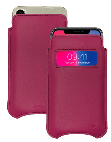 iPhone 14 / 14 Pro Samba Red Leather Case with NueVue Patented Antimicrobial, Germ Fighting and Screen Cleaning Technology