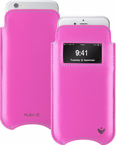 NueVue iPhone case pink leather with window dual