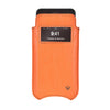 NueVue iPhone 13 mini case orange vegan leather self cleaning interior