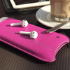 NueVue iPhone 13 mini case pink leather self cleaning case lifestyle