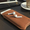 NueVue iPhone 13 mini case tan leather self cleaning case