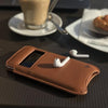 NueVue iPhone 14 Pro Max Case Tan leather self cleaning case