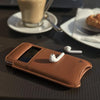 iPhone 6 Plus Tan Leather NueVue Cleaning Case lifestyle 2