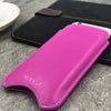 NueVue iPhone 14 Pro Max pink leather self cleaning case