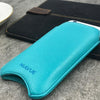 NueVue iPhone 13 mini case blue vegan leather self cleaning interior lifestyle