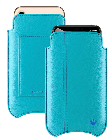 NueVue iPhone 11 and iPhone XR Wallet Case Faux Leather | Teal Blue | Sanitizing Screen Cleaning