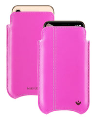 NueVue iPhone 11 and iPhone XR Case Napa Leather | Hot Pink | Screen Cleaning Sanitizing Case